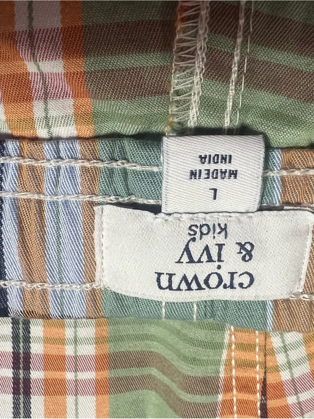crown & ivy Kids Plaid Shorts in Green, Orange, Blue
